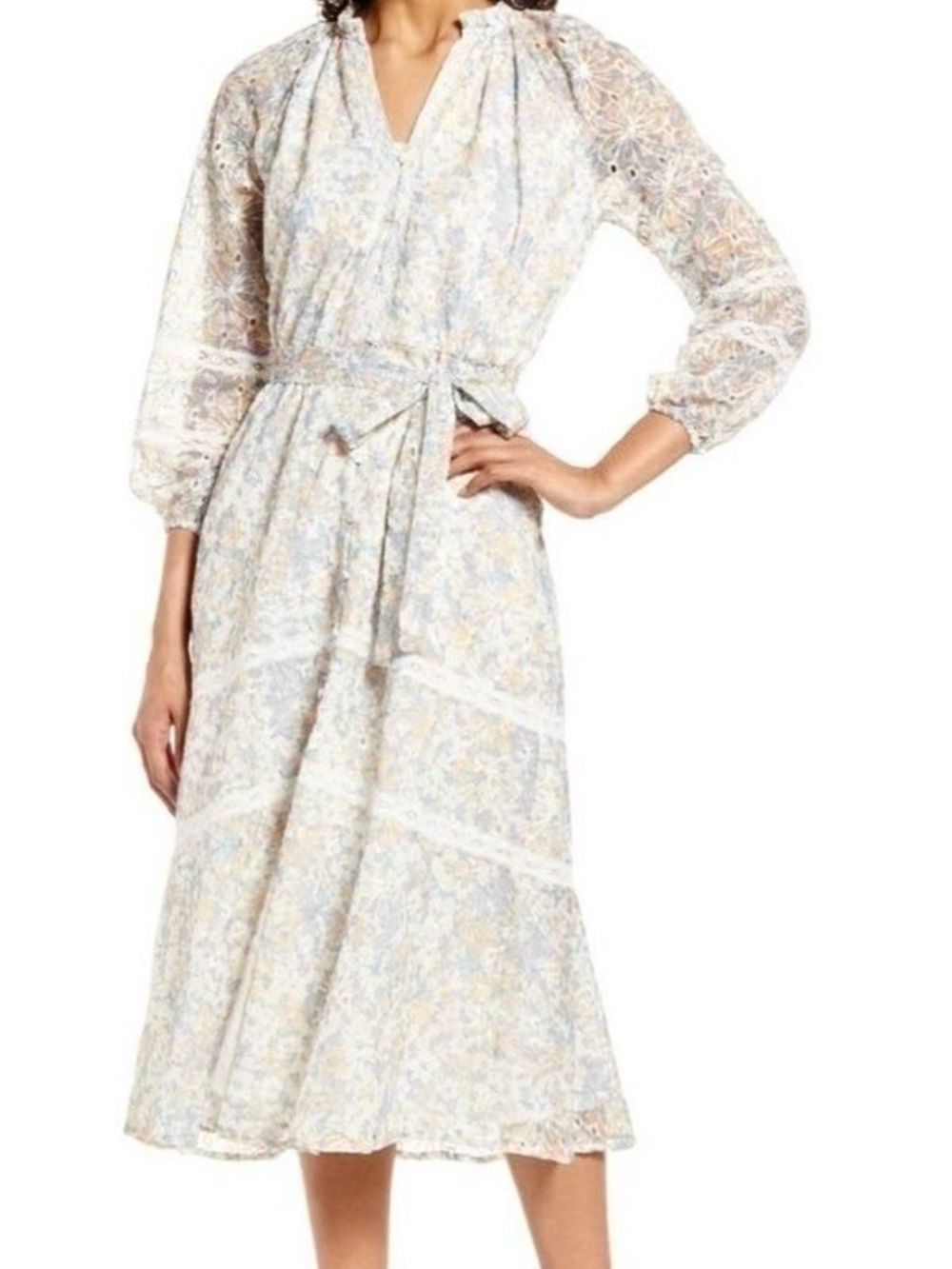Adelyn Rae Floral Cottage Midi Dress